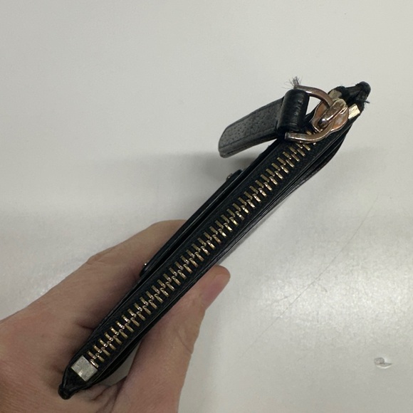 Kate Spade Slim Card Holder Wallet Leather Zip Top Square Black Gold Small - Picture 4 of 6